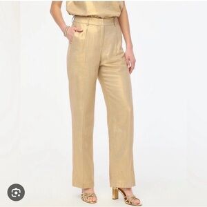 J. Crew linen Shimmering Gold career Women's Trousers size 2 nwt